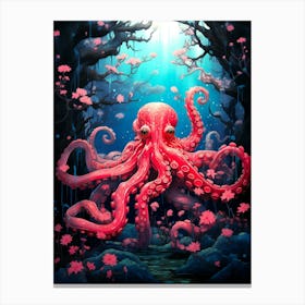 Octopus In The Forest 1 Canvas Print