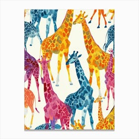 Giraffe Colourful Watercolour Pattern 1 Canvas Print