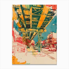 Queens New York Colourful Silkscreen Illustration 2 Canvas Print