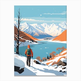 Retro Winter Illustration Lake District United Kingdom 2 Canvas Print