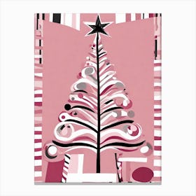 Pink Christmas Tree Cubism Canvas Print