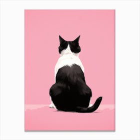 Cat Sitting On Pink Wall Canvas Print