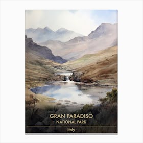 Gran Paradiso National Park Italy Watercolour 3 Canvas Print