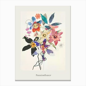 Passionflower 2 Collage Flower Bouquet Poster Canvas Print