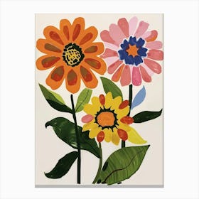 Painted Florals Zinnia 1 Canvas Print