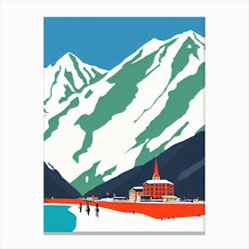 St Anton, Austria Midcentury Vintage Skiing Poster Canvas Print
