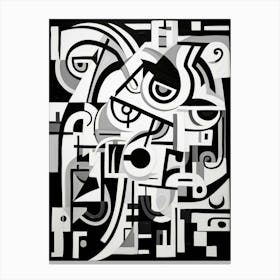 Chaos Abstract Black And White 5 Canvas Print