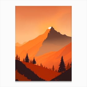 Misty Mountains Vertical Background In Orange Tone 1 Canvas Print