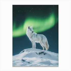 White Wolf In The Snow. Generated with AI. Art Print Canvas Print