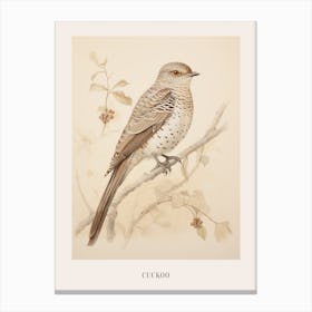 Vintage Bird Drawing Cuckoo 1 Poster Canvas Print