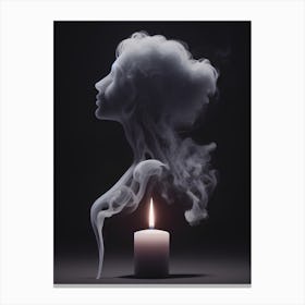 Woman shape by smoke of a candle Canvas Print