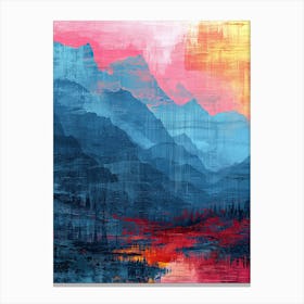 Sunset In The Mountains | Pixel Art Series 4 Canvas Print