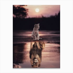 Cats Are Lions Puddle Miror Canvas Print