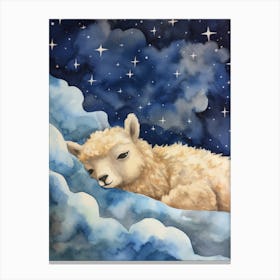 Baby Alpaca 2 Sleeping In The Clouds Canvas Print
