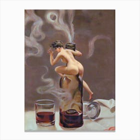 Le Vin Ginguet - Famous Cover Painting by Luis Ricardo Falero, Nude Witchy Sprite Fairy Pagan Gothic Cool 2 Canvas Print