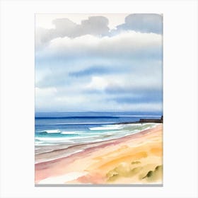 Tynemouth Longsands Beach, Tyne And Wear Watercolour Canvas Print