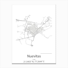 Nuevitas,Cuba Minimalist Map Canvas Print