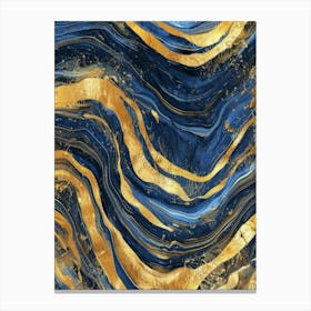 Blue And Gold Marble Abstract Painting Canvas Print