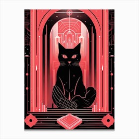 The Judgment Tarot Card, Black Cat In Pink 1 Canvas Print