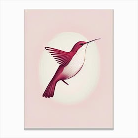 Ruby Throated Hummingbird Retro Minimal Canvas Print