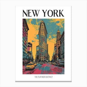 The Flatiron District New York Colourful Silkscreen Illustration 4 Poster Canvas Print