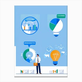 Business Decision Making Process Represented As Minimalistic Icons Split Screens Showing A Thought (5) Canvas Print