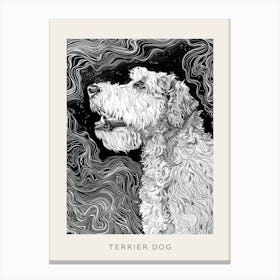 Swirly Terrier Dog Line Sketch Poster Canvas Print