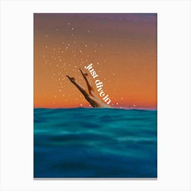Galaxy Girl Just Dive In Quote Canvas Print