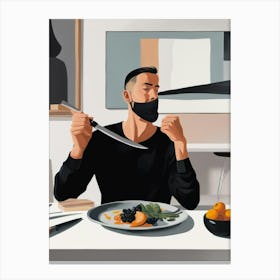 Illustration Of A Man Eating Canvas Print