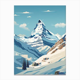 Zermatt   Switzerland, Ski Resort Illustration 1 Simple Style Canvas Print
