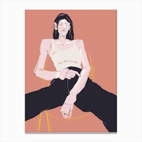 Model Sitting On A Chair Canvas Print