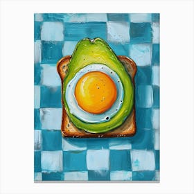 Avocado Egg On Toast Blue Checkerboard 3 Canvas Print