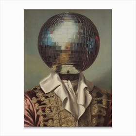 DiscoHead King, Surrealistic Disco Ball Maximalist Baroque Portrait Canvas Print