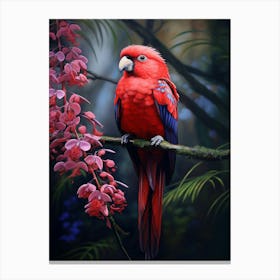 Regal Rosella: Crimson Bird Print Canvas Print