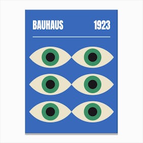 Bauhaus Eyes, mystic, evil eye, 70s, 80s, 90s, contemporary, exhibition, blue, vintage, retro, geometric, modern, pop, abstract, art, shapes, Canvas Print