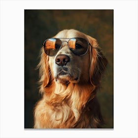 Golden Retriever In Sunglasses. Generated AI. Art Print 1 Canvas Print