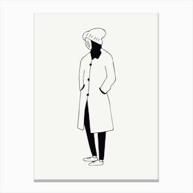 Portrait Of A Woman Fashion Monoline Canvas Print