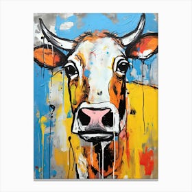Cow in Basquiat Style Canvas Print