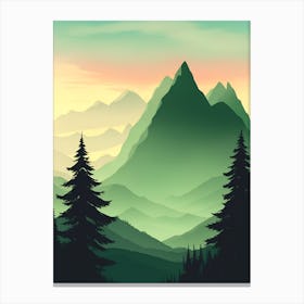 Misty Mountains Vertical Composition In Green Tone 63 Canvas Print