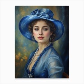Lady In Blue Hat Canvas Print