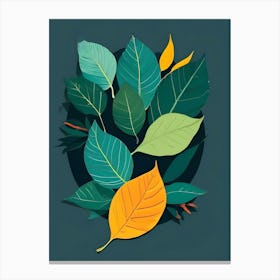 Leaves On A Dark Background Canvas Print