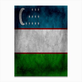 Uzbekistan Flag Texture Canvas Print