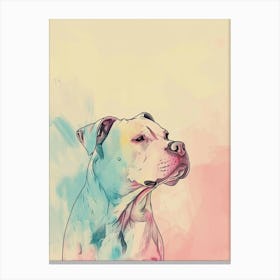 Dogo Argentino Dog Watercolour Line Illustration Canvas Print