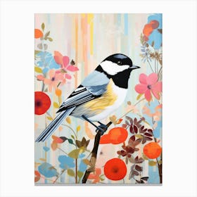Bird Painting Collage Carolina Chickadee 4 Canvas Print