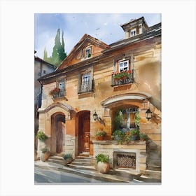 Watercolor Of A House Canvas Print