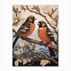 Art Nouveau Birds Poster Sparrow 3 Canvas Print