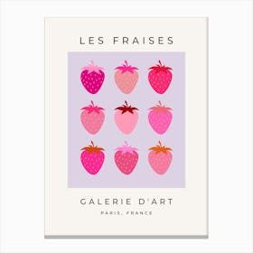 Les Fraises | 03 – Pink And Purple Strawberries Fruit Canvas Print