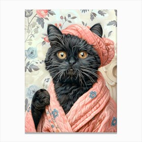 Cat In Pink Robe Canvas Print