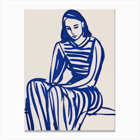 Woman Sitting On A Bench Canvas Print