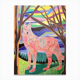 Maximalist Animal Painting Timber Wolf 1 Canvas Print